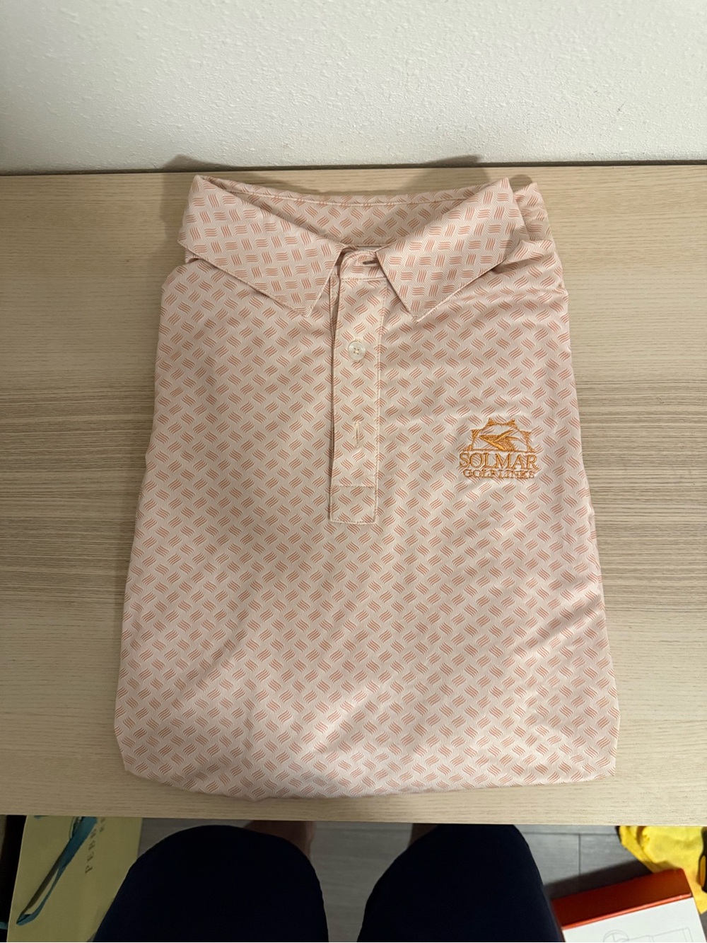 Solmar Golfwear Men's Light Pink Geometric Polo